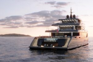 2026 Sunreef 50M Sunreef Explorer catamaran engine room with diesel power systems and mechanical equipment.