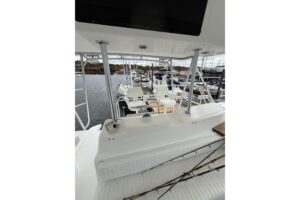2001 Egg Harbor 42 Convertible convertible yacht helm station with dual helm seats, steering wheel, and instrument panel i...