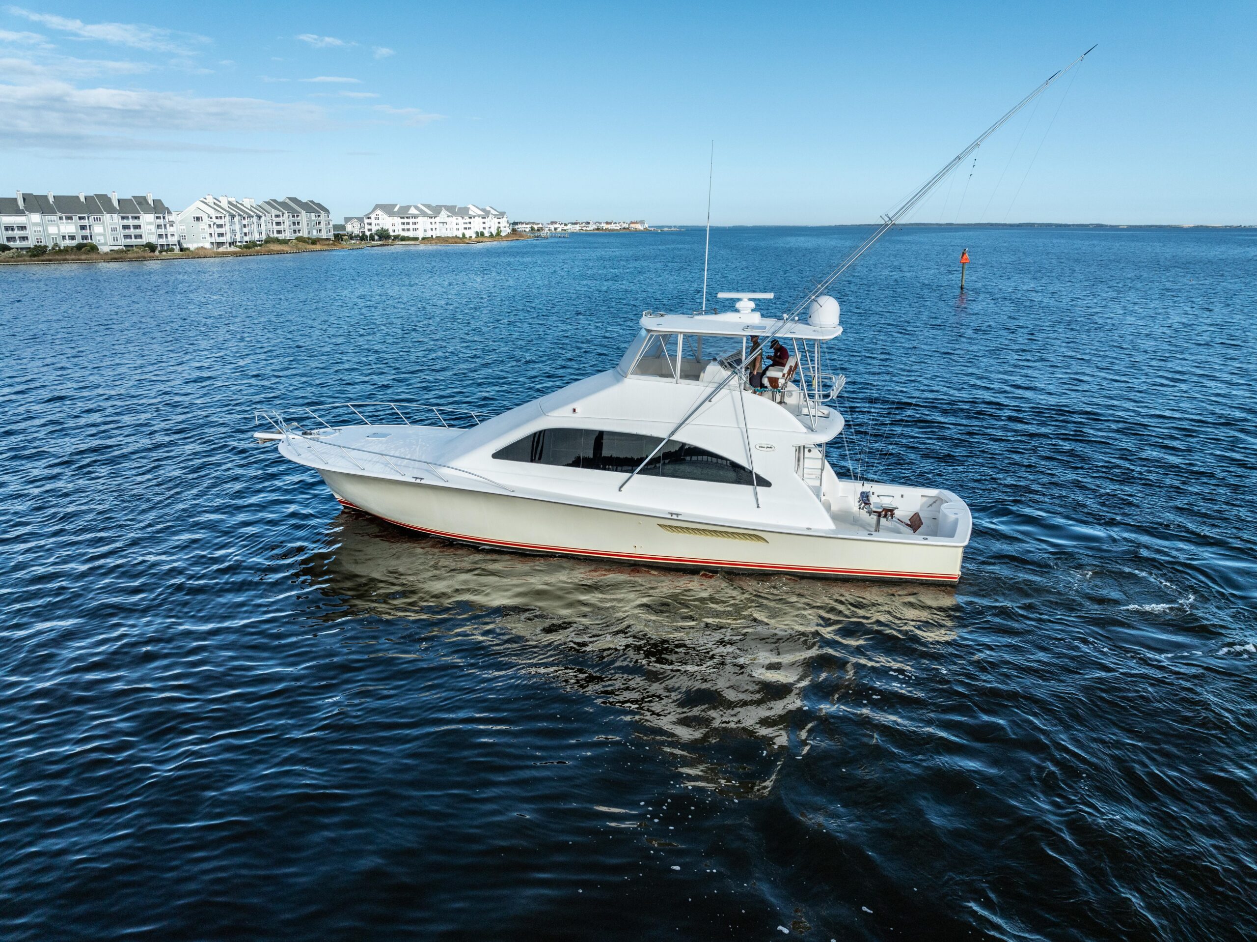 2006 Ocean 57 motor yacht exterior profile starboard side view showing full length hull and superstructure in Manteo North...