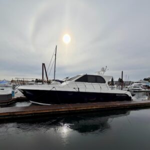 2009 Navigator Californian 50 Veneti motor yacht exterior profile starboard side view showing full length hull design and ...