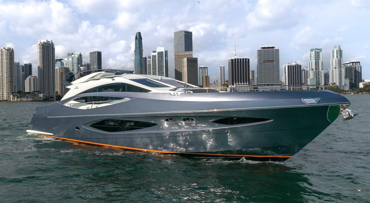 2019 Numarine 78 motor yacht exterior profile starboard side view showing full hull design and superstructure in Miami.