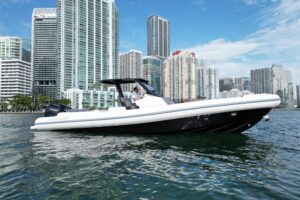 Bow view of 2026 Northstar Orion 10 center console with forward seating and windshield.