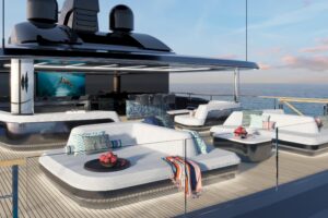 2026 Sunreef 45M Sunreef Explorer catamaran bow section with forward seating and cabin entry in Fort Lauderdale.