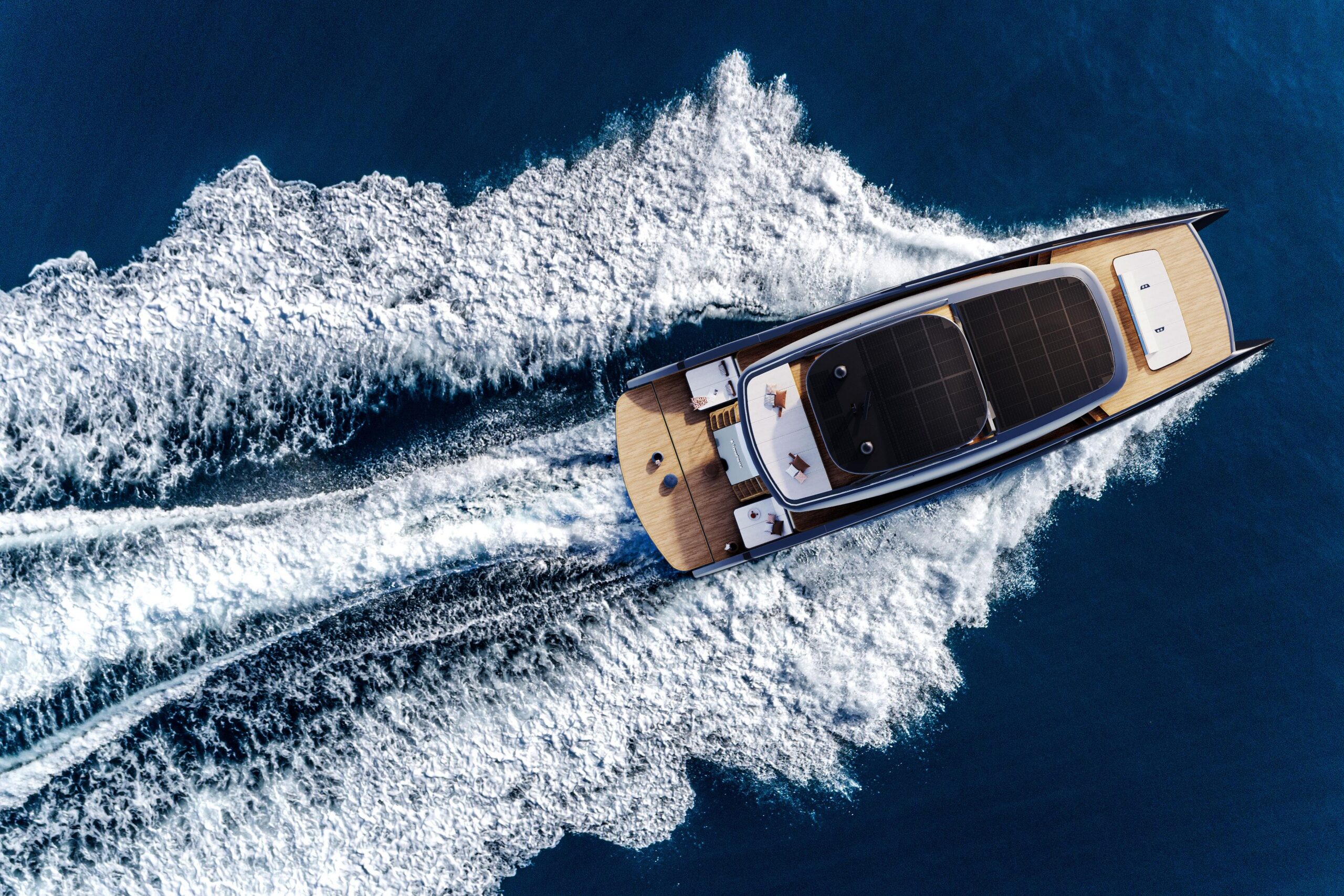 2026 Sunreef Ultima 88 catamaran motor yacht exterior profile starboard side view anchored in Fort Lauderdale Florida waters